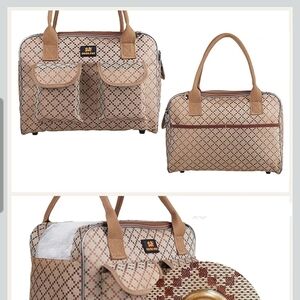 Hubulk Brown Tan Checkered Dog Carrier